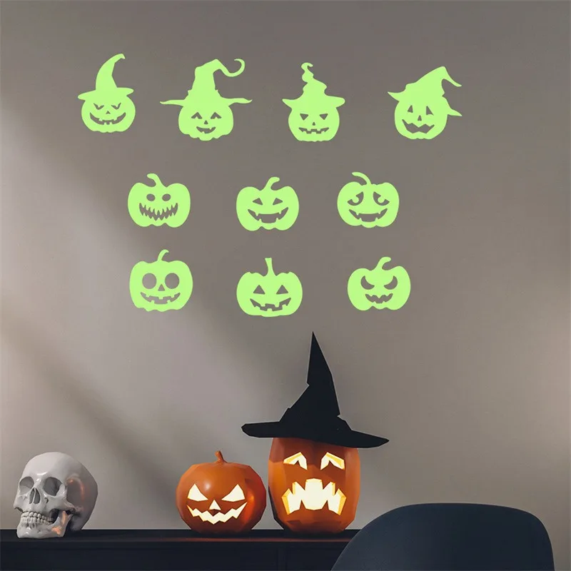 Funny Bat Fluorescence Wall Decal Cartoon PVC Halloween Luminous Stickers Waterproof Cute Night Glow Bat Decal