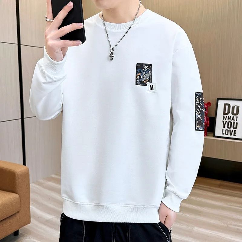 4 Colors! 2023 Autumn New Versatile Sporty Casual Loose Round Neck Embroidered Long Sleeve Sweater Man Clothes