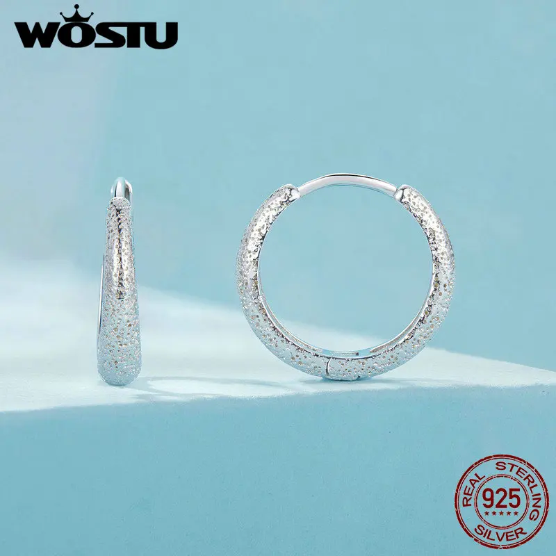 WOSTU 925 Sterling Simple glassato Texture orecchini a bottone a cuore per le donne festa di nozze orecchini rotondi fibbie accessori per gioielli