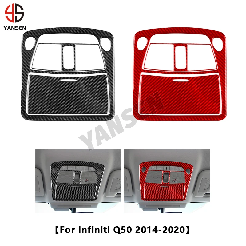 

For Infiniti Q50 2014-2020 Carbon Fiber Inner Roof Reading Light Set Sticker Interior Cover Trim Modification Car Accessories