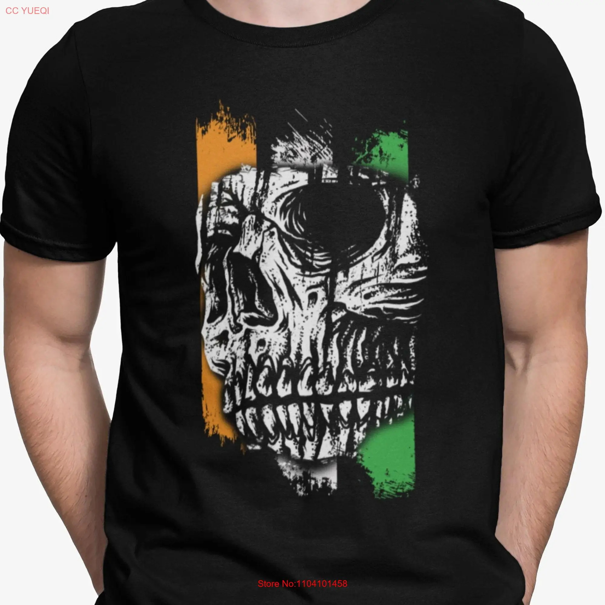 Irish Reaper Skull T Shirt Death Ireland Flag Halloween Horror Lucky long or short sleeves