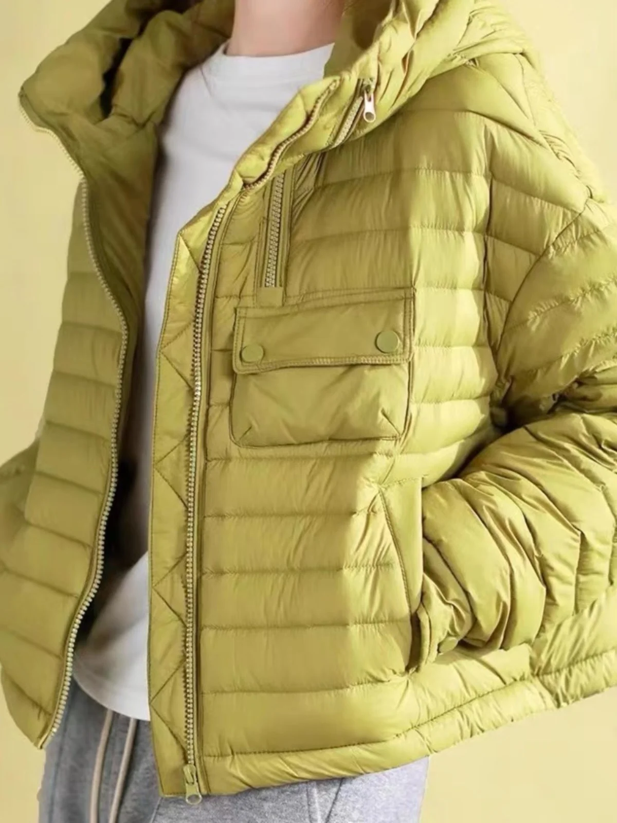 Fall Winter New Sle down Cotton Jaet ort Lightweight Loose Slimming Hooded Faion Trendy Warm Cotton Outerwear Coat