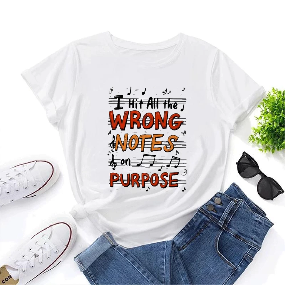 I Hit Wrong Notes On Purpose Unisex Men White T Shirt Funny Sarcastic Music Graphic Party Streetwear Jazz Musician Gift