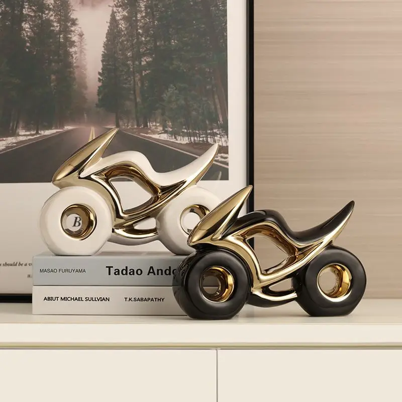 

Ceramic Motorcycle Model - Premium Desktop Decor for Office & Man Cave, Elegant Handcrafted Display Piece for Bookshelf & Bar