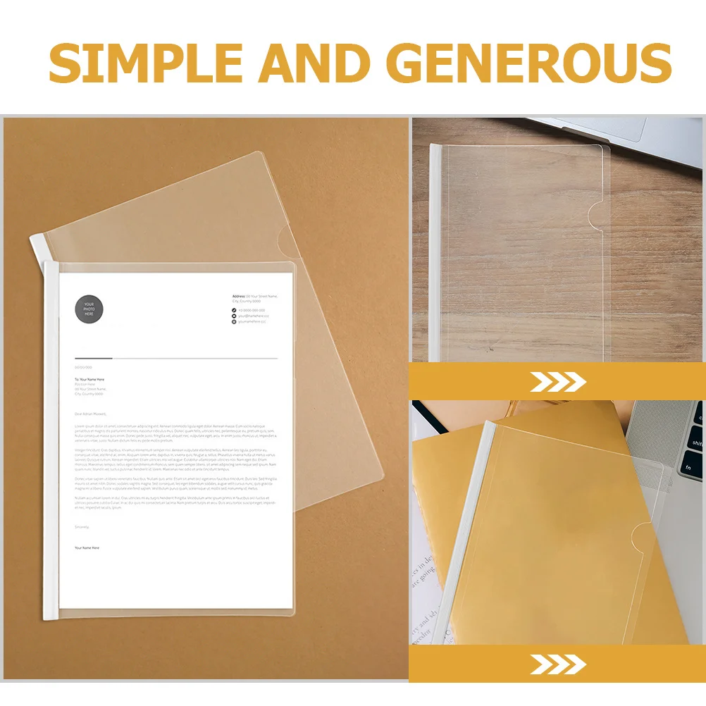 20 قطعة يغطي تقرير شريط منزلق مجلدات المستندات البلاستيكية الشفافة لمكتب طالب المعلم ورقة المنظم ملف المشابك #5