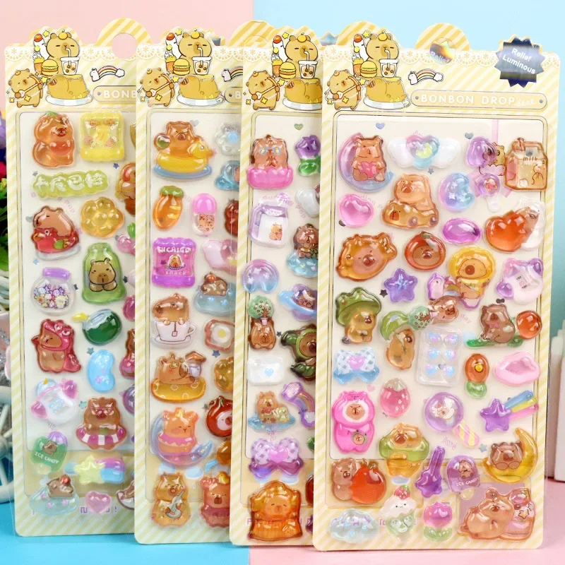 Autocollants 3d amusants de dessin animé mignon, 4 pièces, autocollants Chiikawa, décoration de bouteilles d'eau, carnets de notes, décoration de la maison, cadeaux de vacances pour enfants