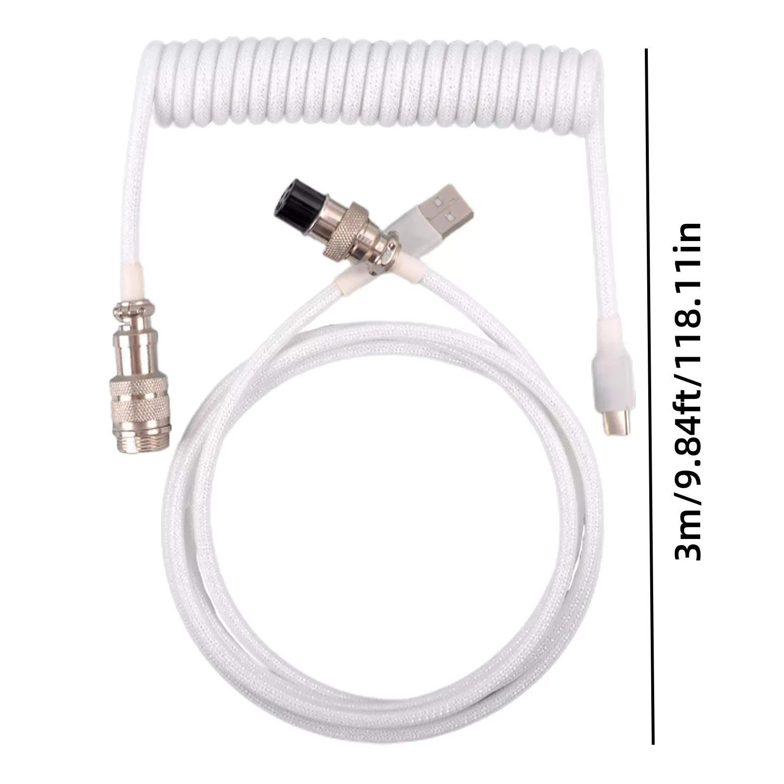 Type C Mechanical Keyboard Coiled Cable USB Mechanical Keyboard Aviator Desktop Computer Aviation Connector Cord 3m Length