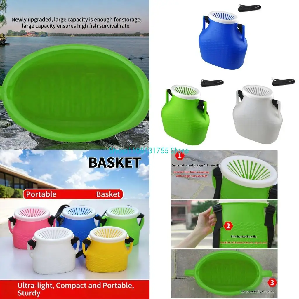 k0ef-ポータブル-15l-プラスチック釣りバスケット軽量魚コンテナハンドル付き