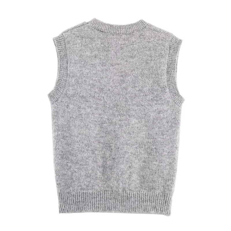 Chaleco de mujer 2025 otoño nuevo estilo Jacquard sin mangas patrón de pingüino Jersey de punto chaleco Casual moda animado y lindo