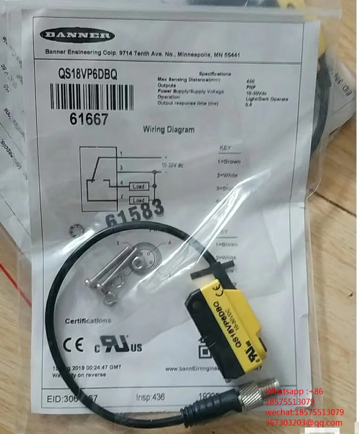 แบนเนอร์ QS18VP6DB Sensor Photoelectric Switch ใหม่เอี่ยม