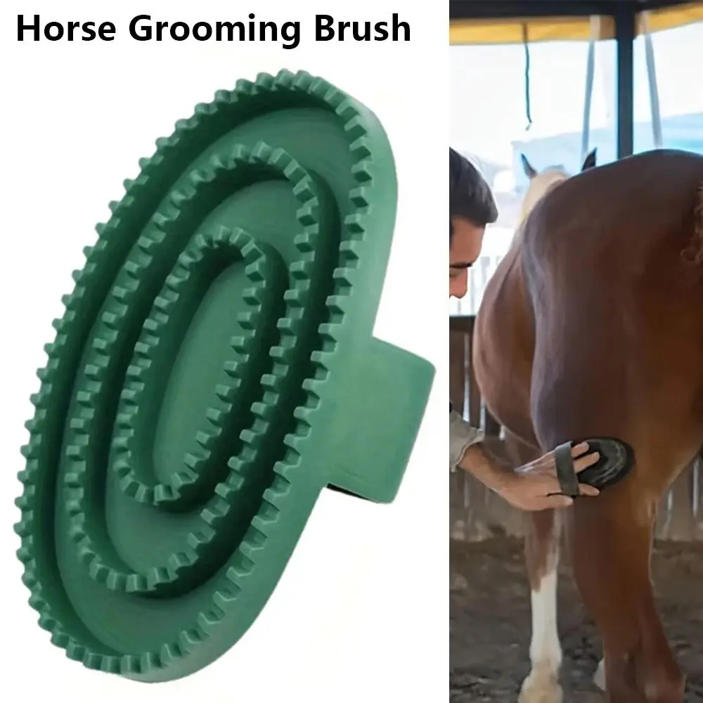 1Pcs Shedding Horse Grooming Brush Handheld Massage Horse Hair Scraper Rubber Hair Detangling Cleaning Tool for Daily Grooming
