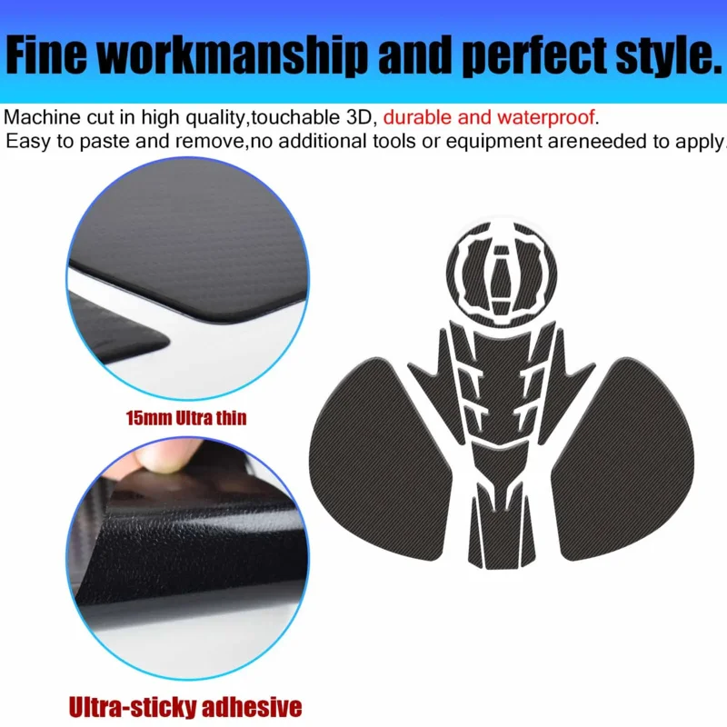 Motorcycle Tank Clear Pad Knee Grip Decals Carbon Fiber Stickers Fits For Kawasaki Z650/NINJA650 2017 ~ 2021