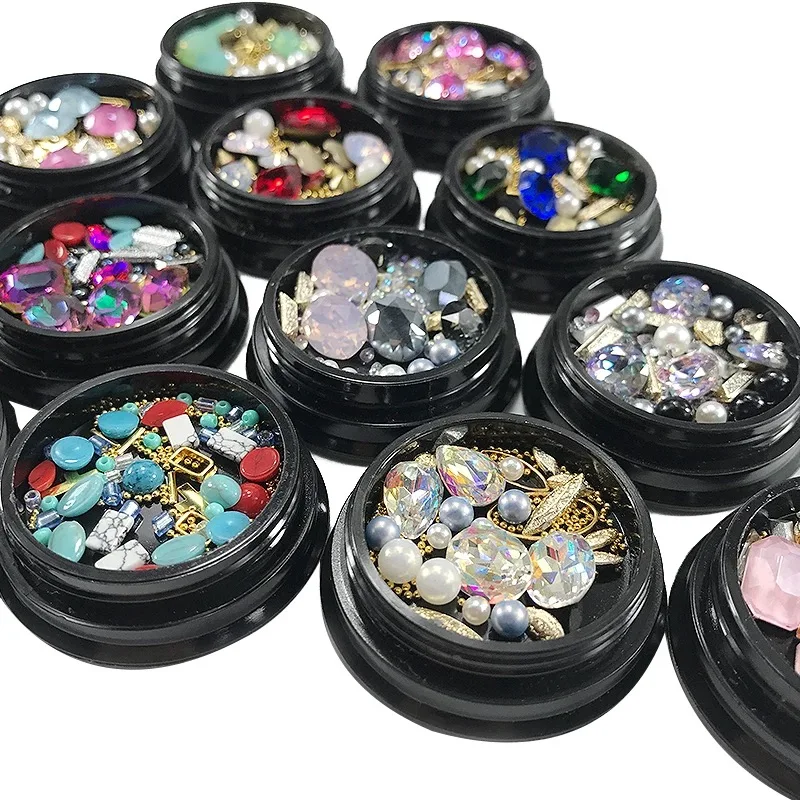 1 scatola mista cuore colorato cristallo strass per unghie accessori per unghie rosa brillante unghie fai da te decorazione per unghie cuore