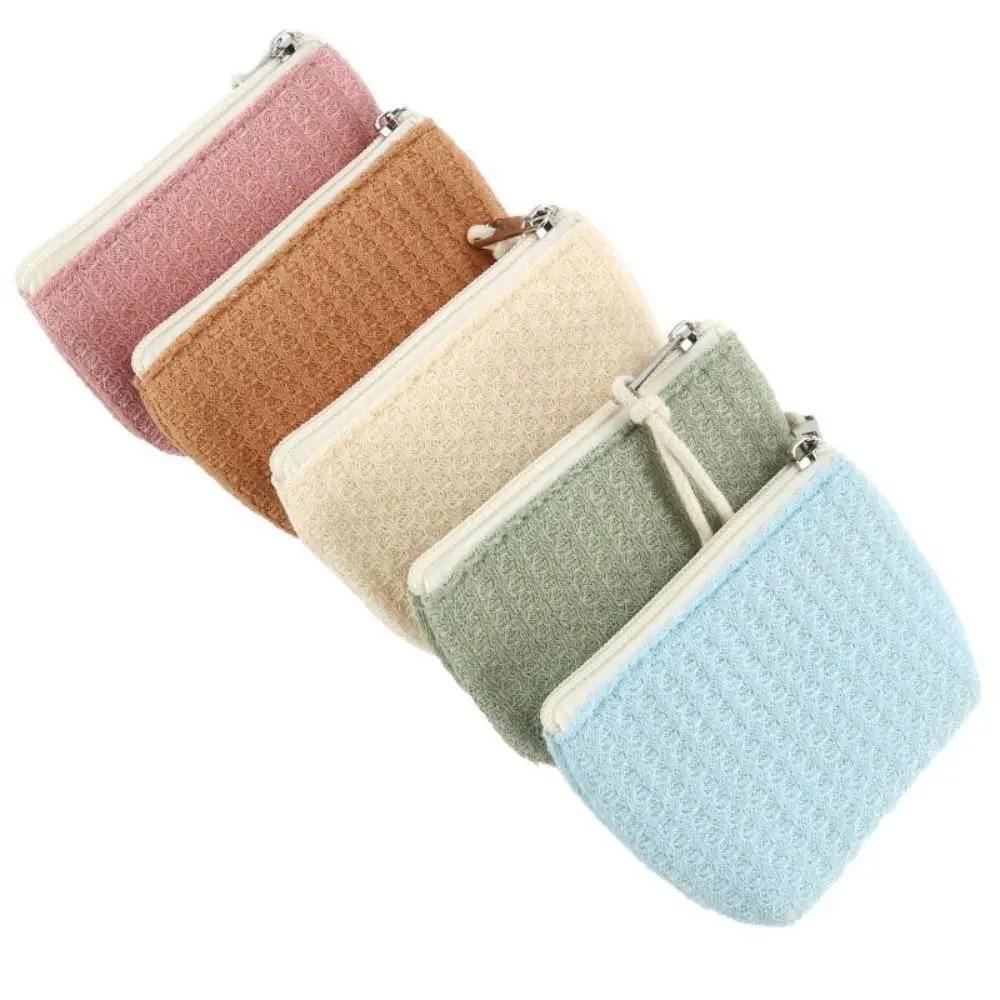 

Sweater Fabric Cosmetic Lipstick Storage Bag Large Capacity Zipper Design Makeup Bag Multifunctional Credit Card Pouch