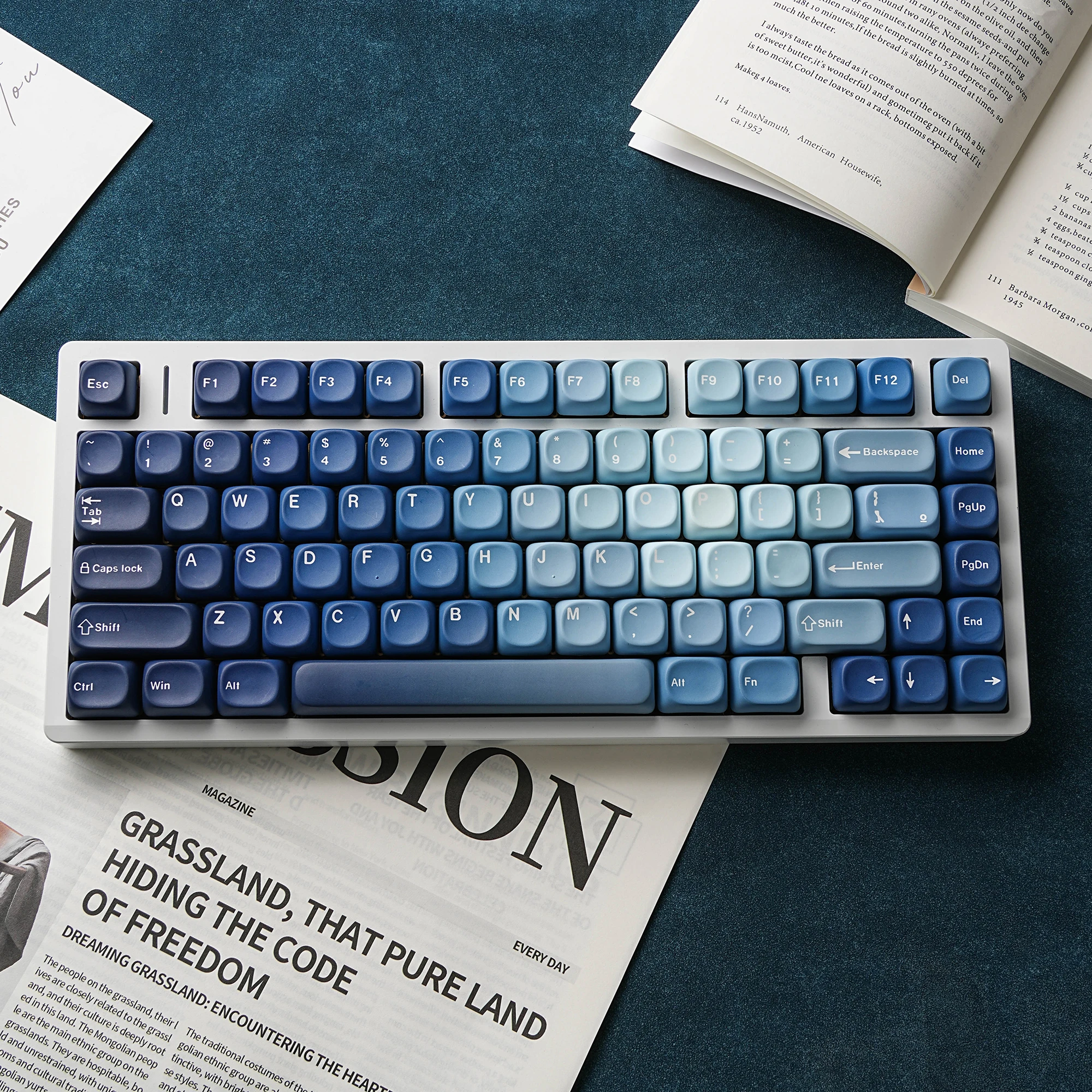 Moa Ocean Heart Pbt Keycaps 7u Alice Layout Space Keys Big Set Key Caps Ansi Russian Korean ISO Spanish German French Abnt2