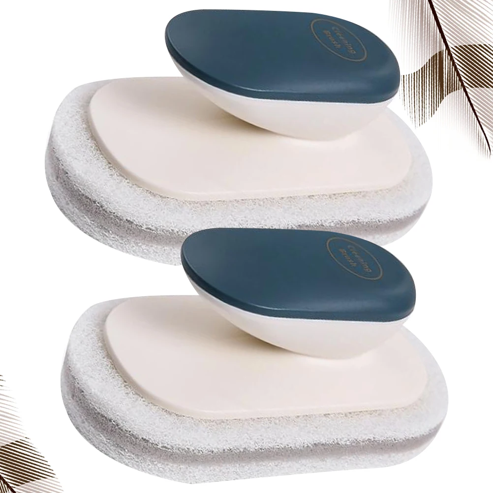 

2pcs Premium Sponge Scrubber Kitchen Cleaning Brush Ergonomic Handle Dish Washing Tool Super Absorbent Pan Brush For Pots Plates