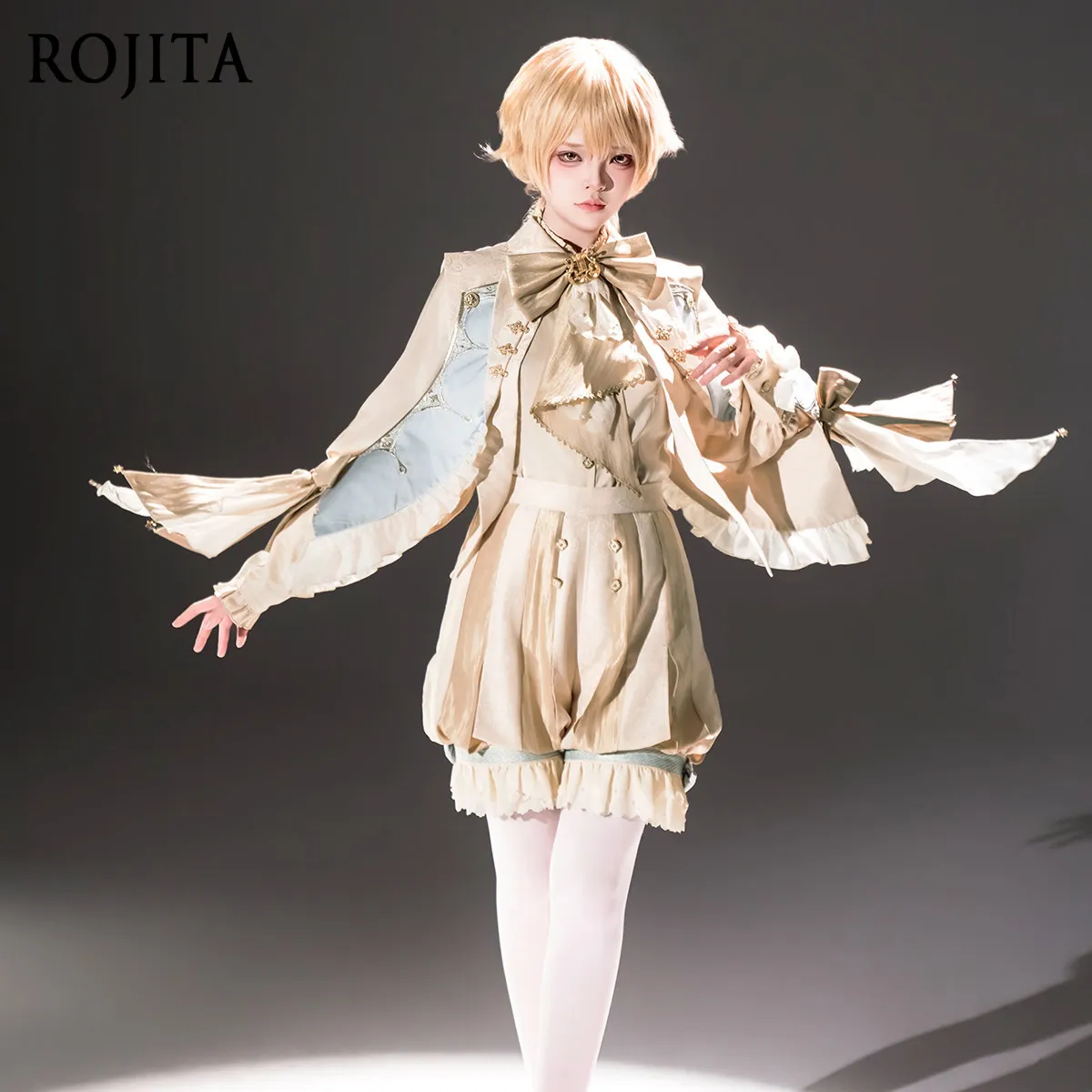 

Angel Wing Lolita Outfit Long Sleeve Shirt Detachable Fake Collar Bloomers Shorts Prince Lolita Top Shorts Suit Spring Summer