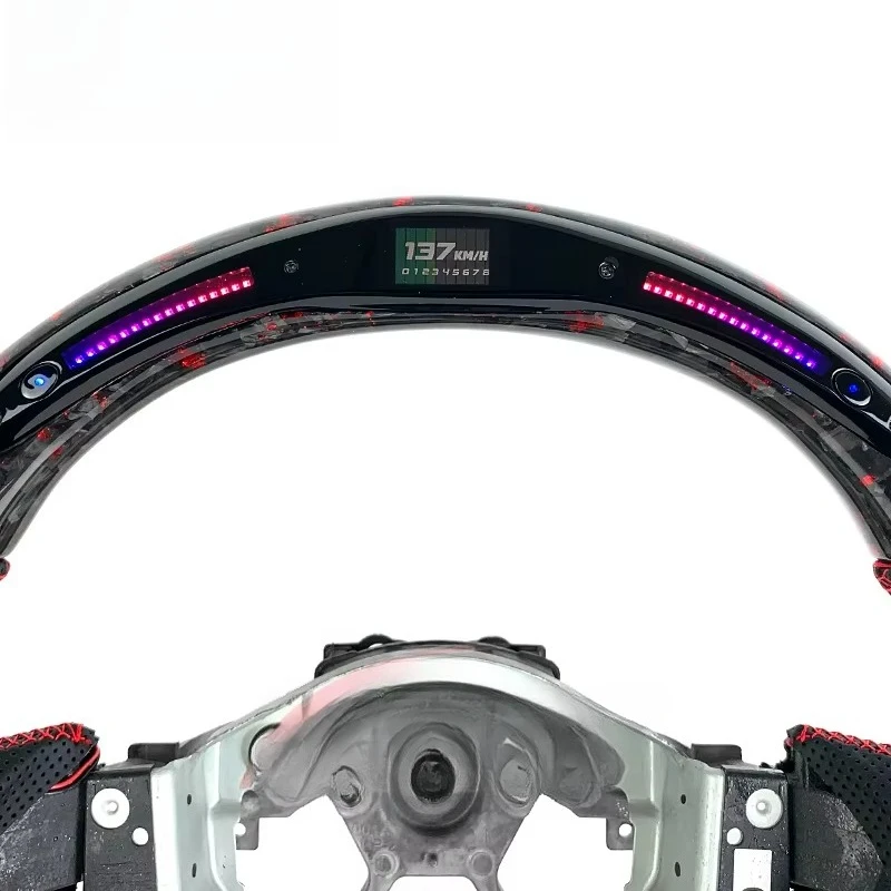 Custom Sports Forged Carbon Fiber Steering Wheel for  Car Accessories Upgrade Support LED RPM Display