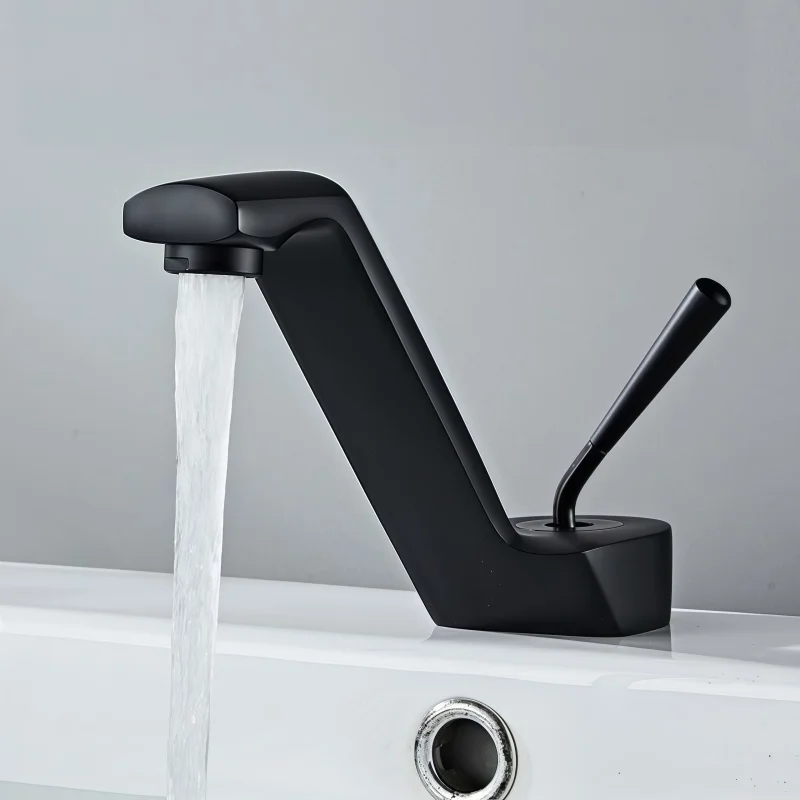 All-Copper Wash Basin Faucet, Hot and Cold Water Basin Faucet, Bathroom Countertop Faucet, Minimalist and Unique Faucet