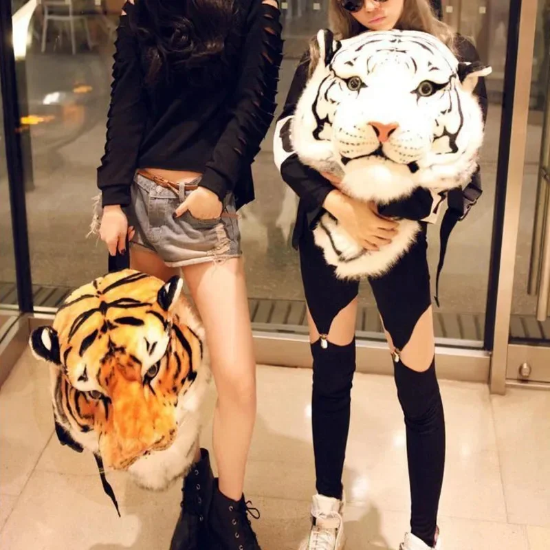 GD Tiger Head Shoulder Bag 2025 Lion Backpack Street Trend Funny Personality Star Same Large Capacity Couple Unisex Travel Bag