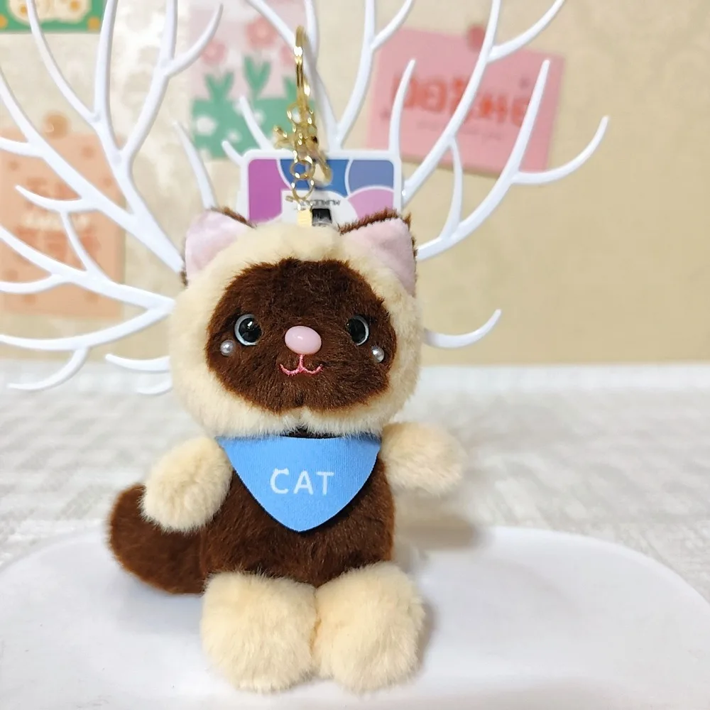 Anime boneca macio douding gato boneca figuras de pelúcia dos desenhos animados gato boneca chaveiro animal kawaii gato boneca pingente presente natal