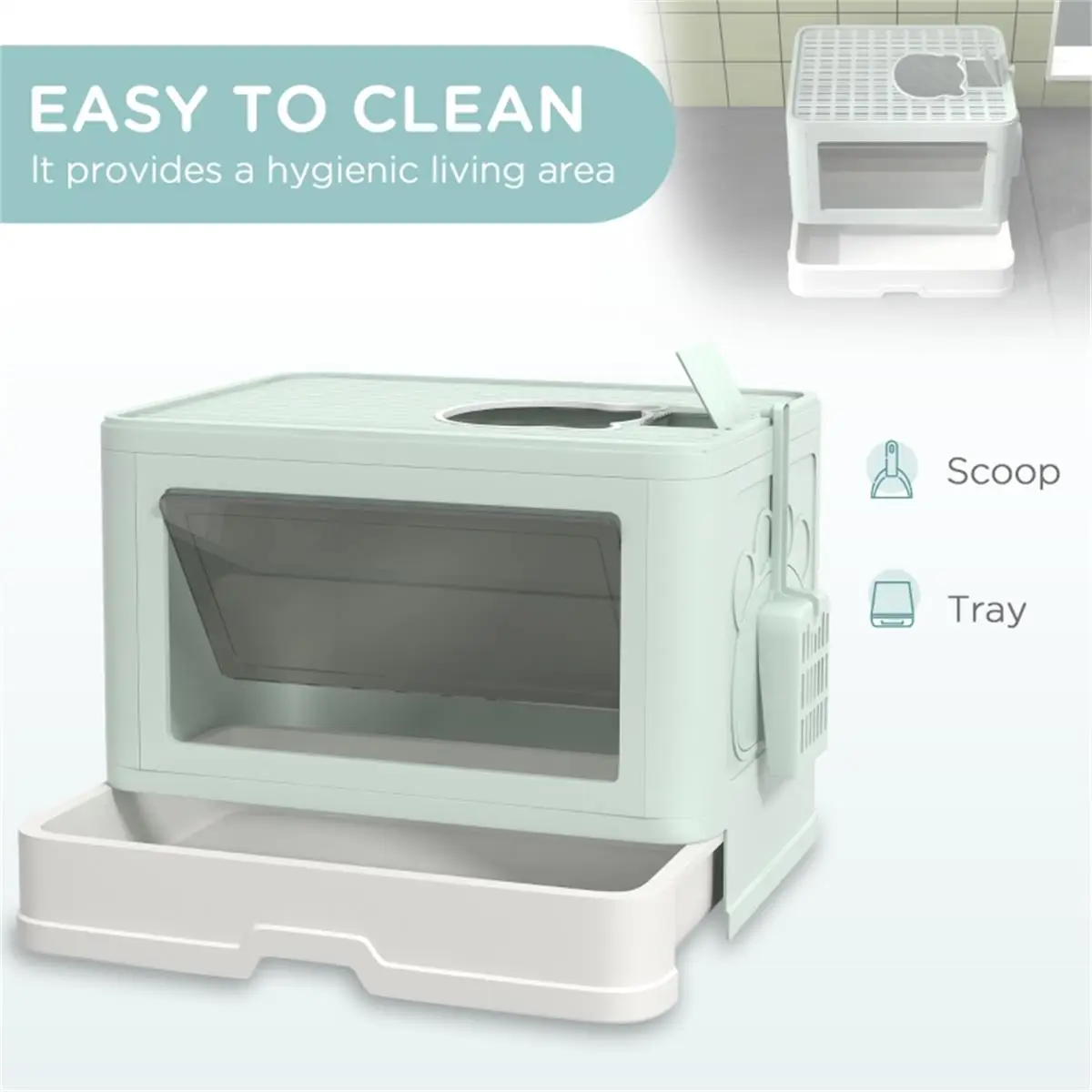 Enclosed Cat Litter Box with Easy Access & Odor Control - Perfect for Cats & Small Pets