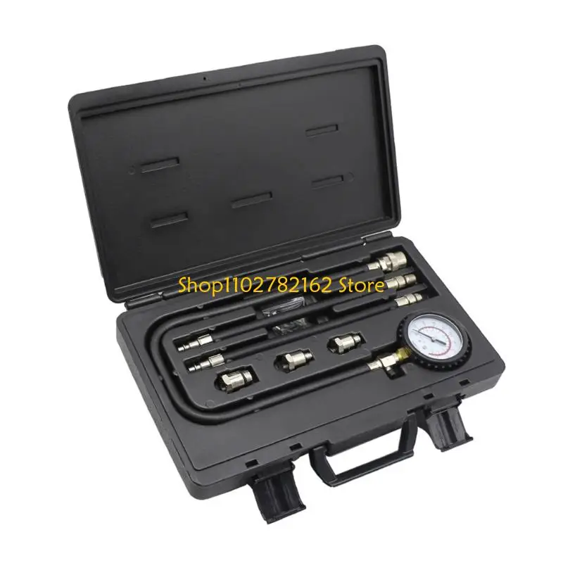 

547B Universal Gasolines Engine Compression Tester With Long Reaches Hoses & Adapters Protective Storage Box