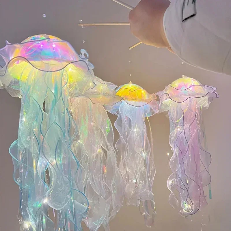 Mid-Autumn Festival jellyfish lantern finished children's kindergarten school stall portable luminous ambient light pendant toy