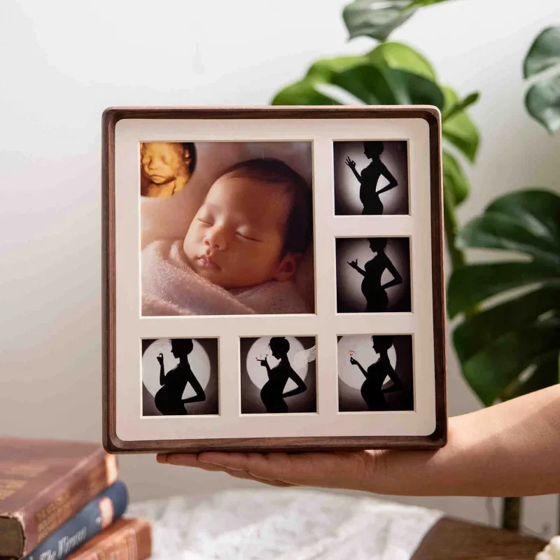Square 25x25cm Solid Wood Picture Frame Display Stand for DIY Multi Grid Couple Wedding Photos High-grade Photo Frame Home Decor