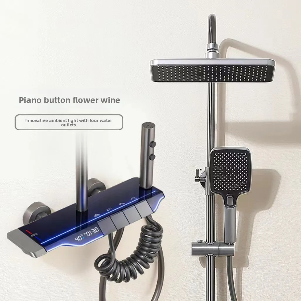 全銅製シャワーセット、浴室恒温デジタル表示雰囲気ラック、シャワー