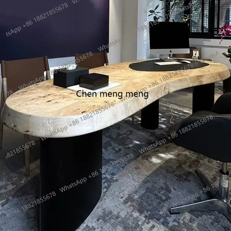 

Medieval retro, creative mango solid wood desk, artistic light luxury high-end computer desk desk