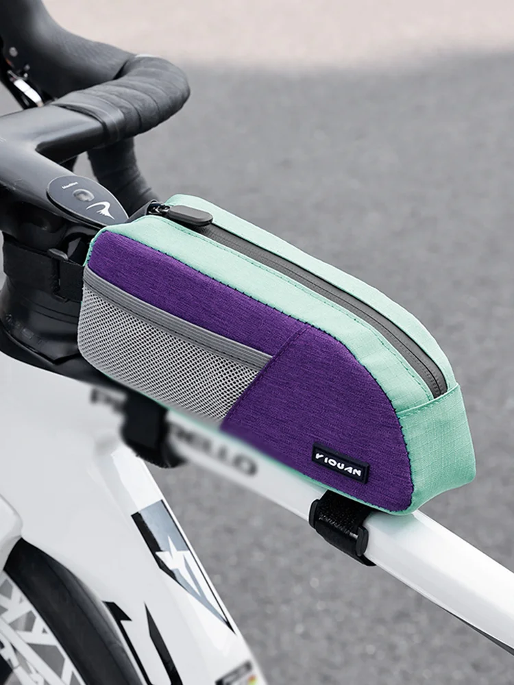 AliExpress NONE Bicycle tube bag, color blocked front beam bag, mountain road bike riding storage bag, large capacity