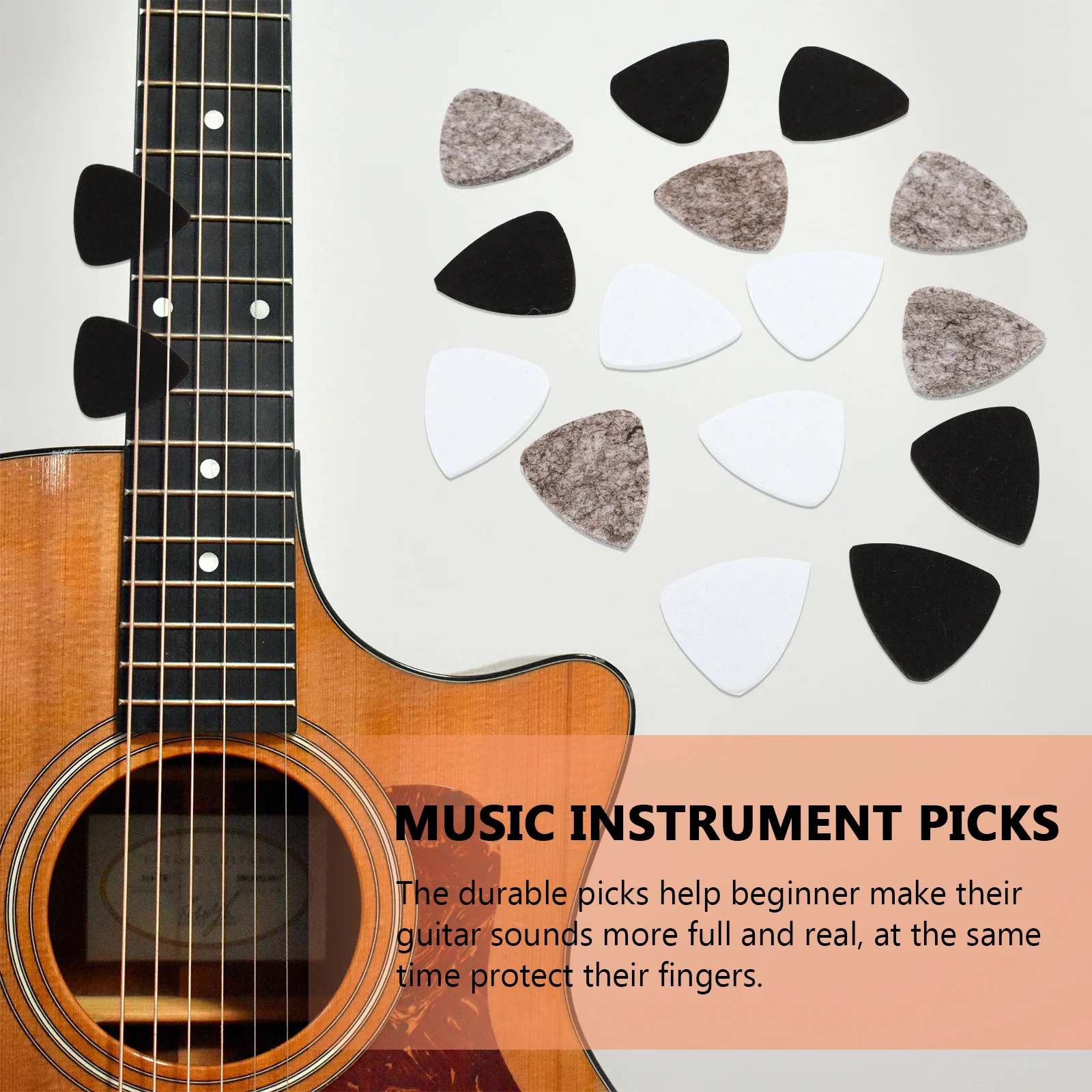 

15Pcs Felt Guitar Picks Wide Comfortable Design Soft Ukulele Acoustic Musical Instrument Plectrums Gift Guitar Pick