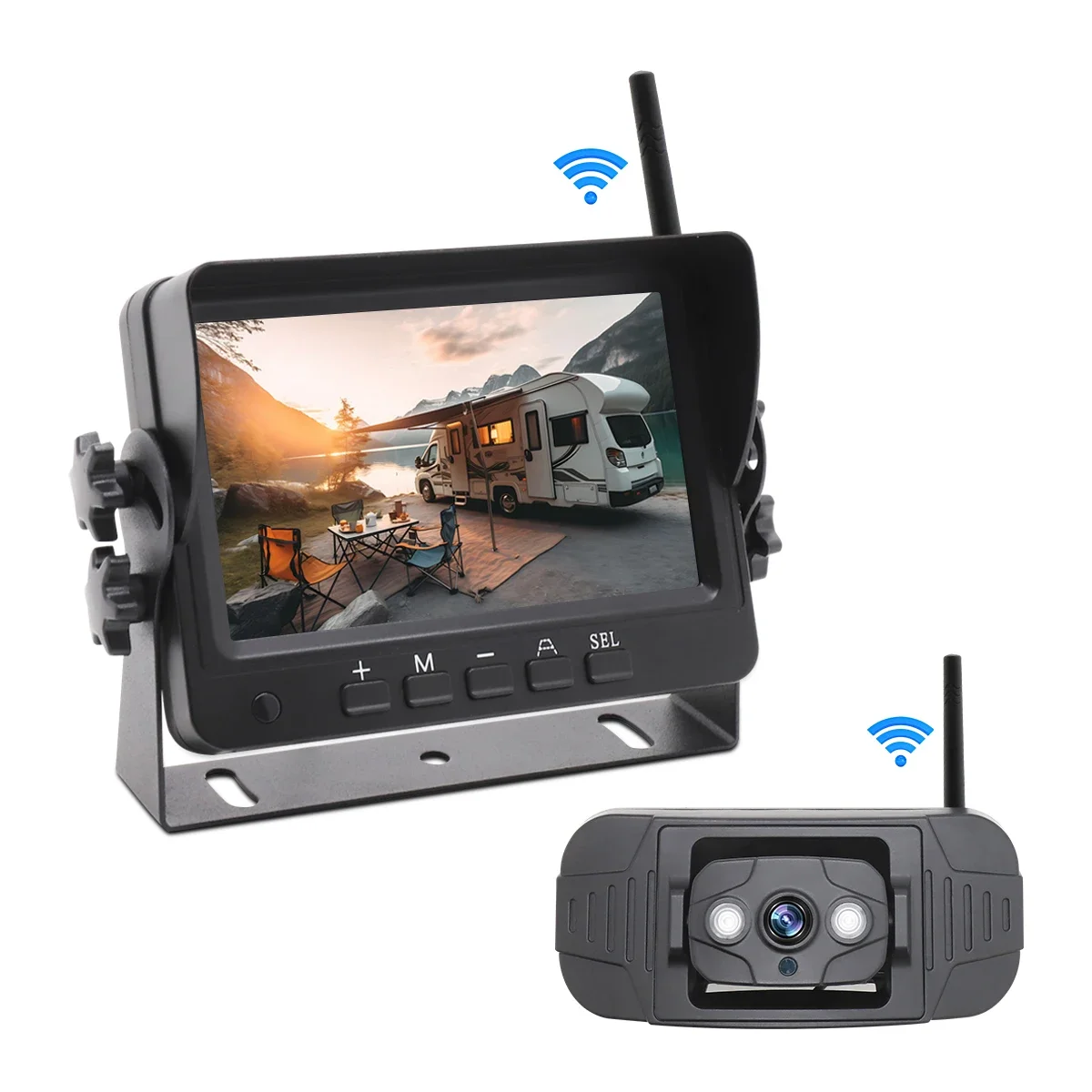 

Waterproof Digital Wireless Vehicle Observation Reverse Backup Car RV Truck Cam era System with 5 inch Moni tor