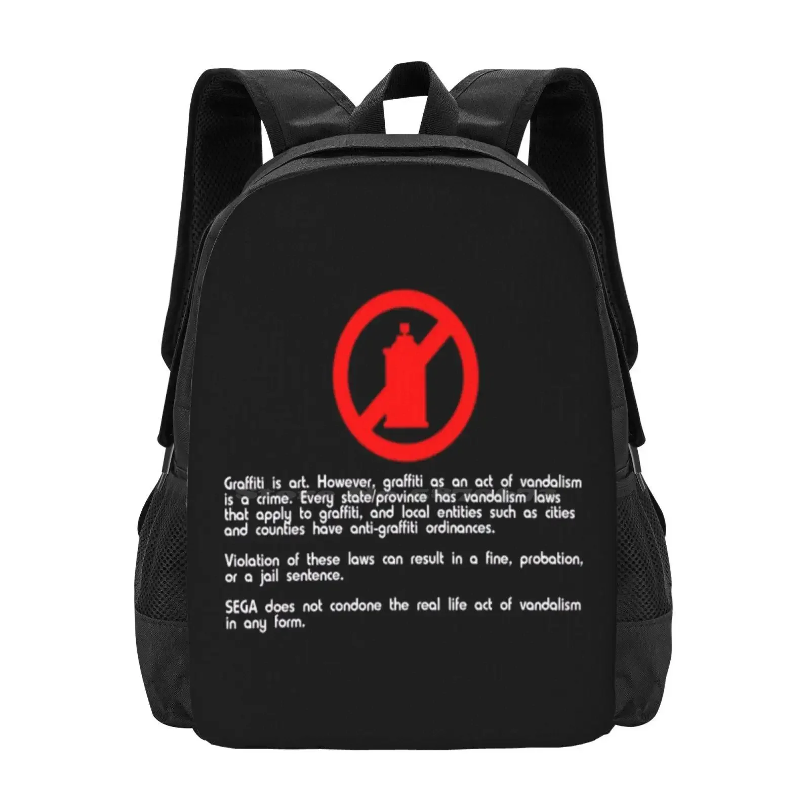 Jet Set Radio Future (Jsrf) Graffiti Is Art Vandalismo Advertencia Venta caliente Mochila Mochilas de moda Jet Set Radio Future