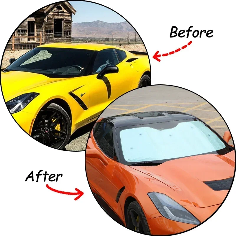 For 2014-2019 Chevrolet Corvette C7 car front windshield full-window glass sunscreen UV protection sun visor car accessories 3
