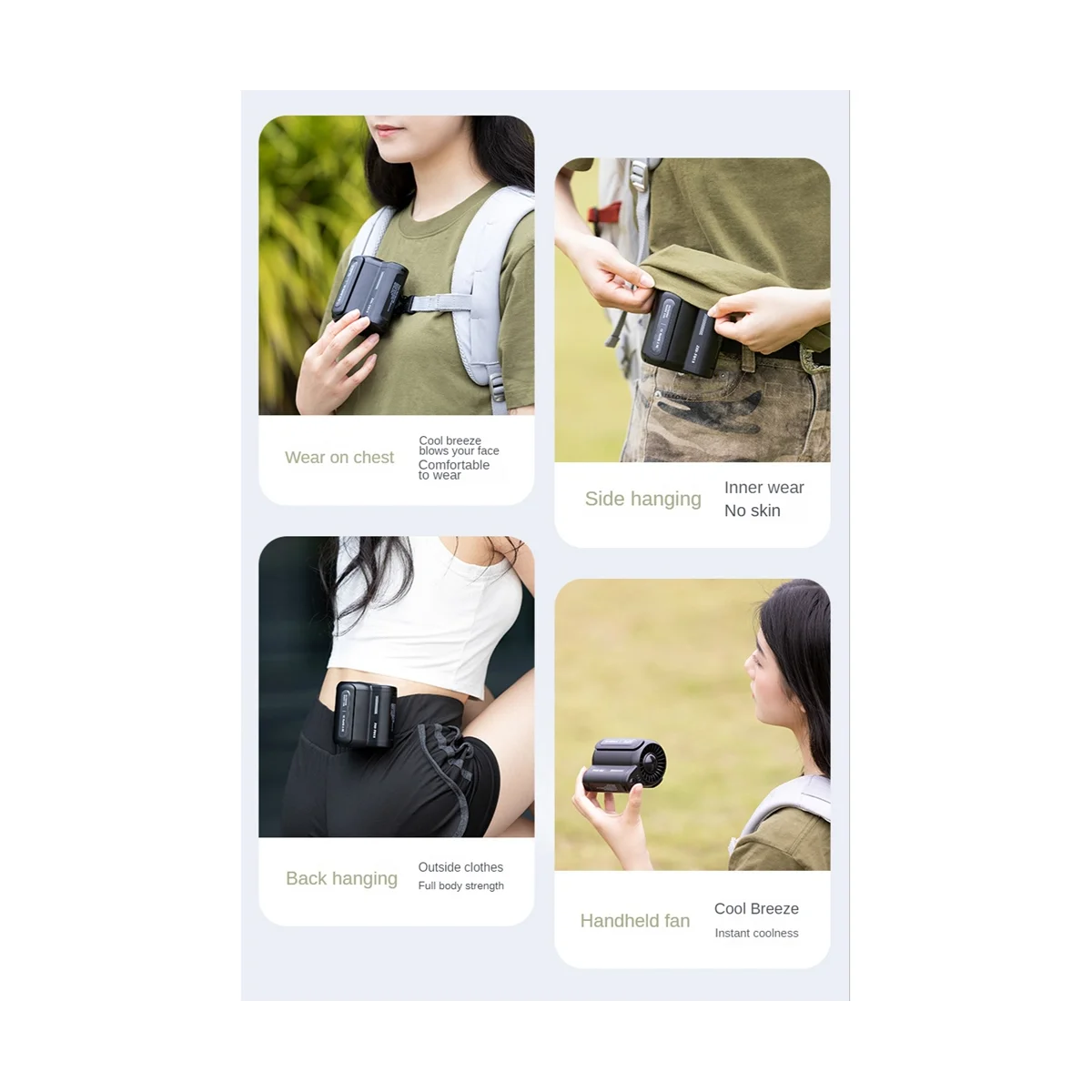 A09G-USB مروحة الخصر المعلقة الشخصية المحمولة 4500MAh قابلة للشحن مروحة كهربائية يمكن ارتداؤها في الهواء الطلق مكيف الهواء الرياضي Fan-A