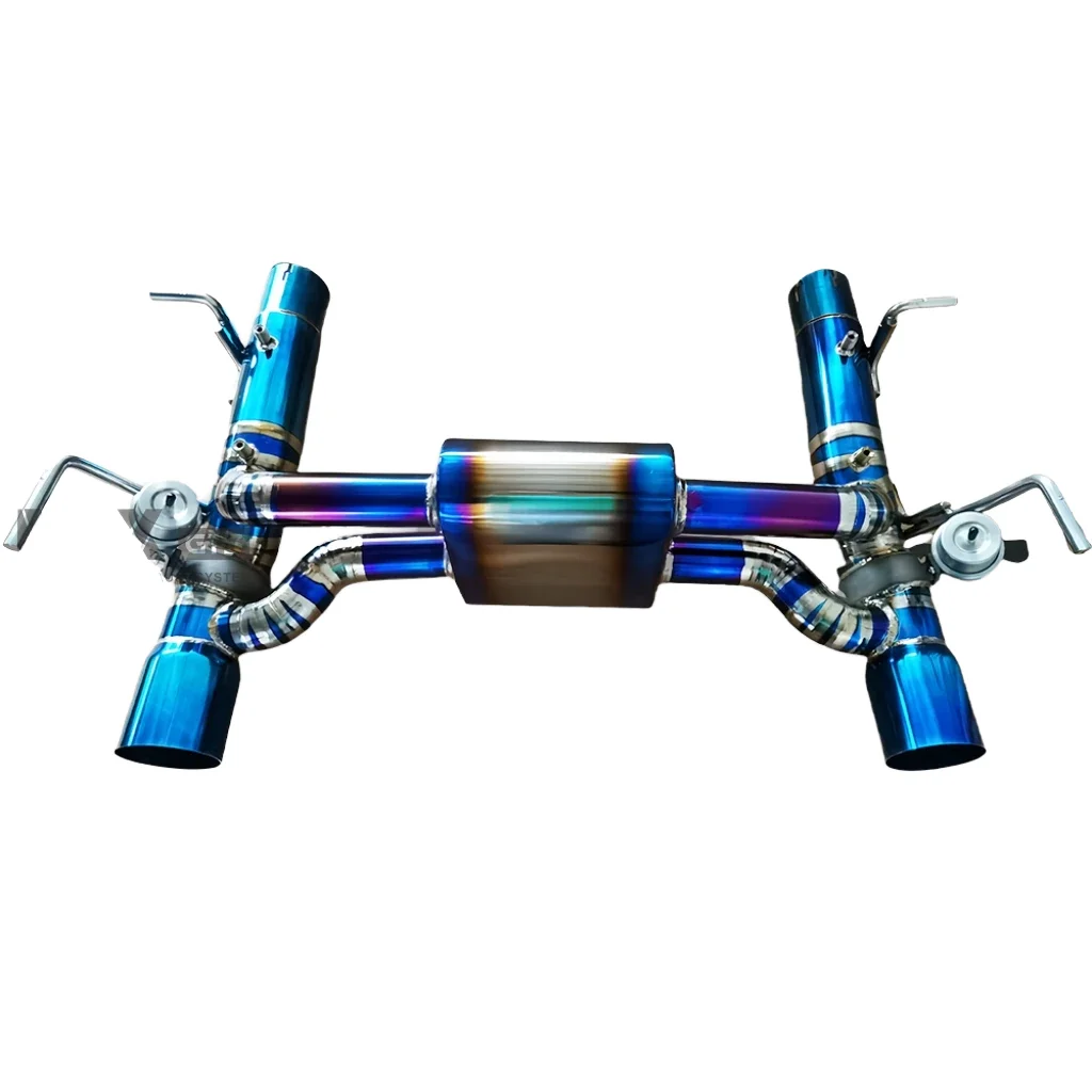 1:1 ratio replication of titanium alloy middle tail exhaust system, middle tail titanium pipe with muffler valve, customized ser