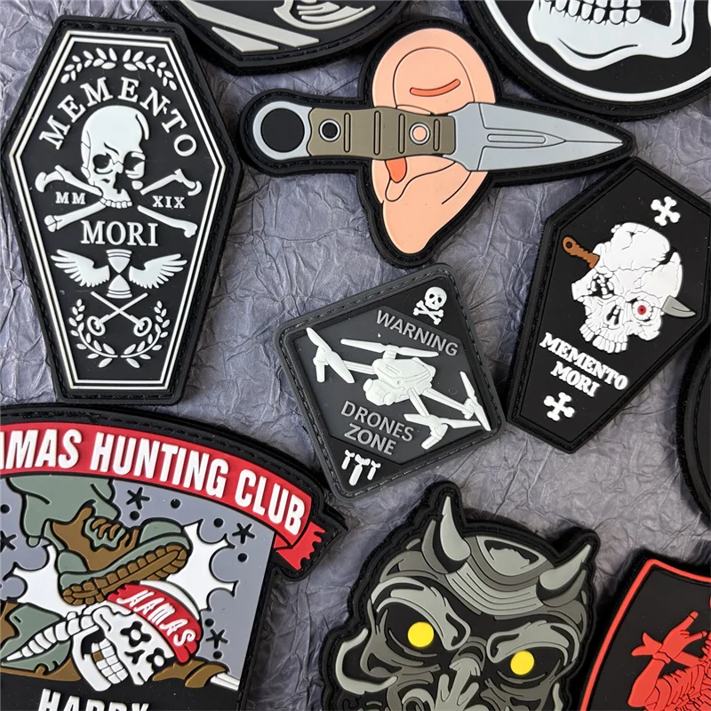 3D PVC Patch Tactical Morale Badges on Backpack Skull Sticker Hook and Loop Patches for Clothing Military Accessory Armband