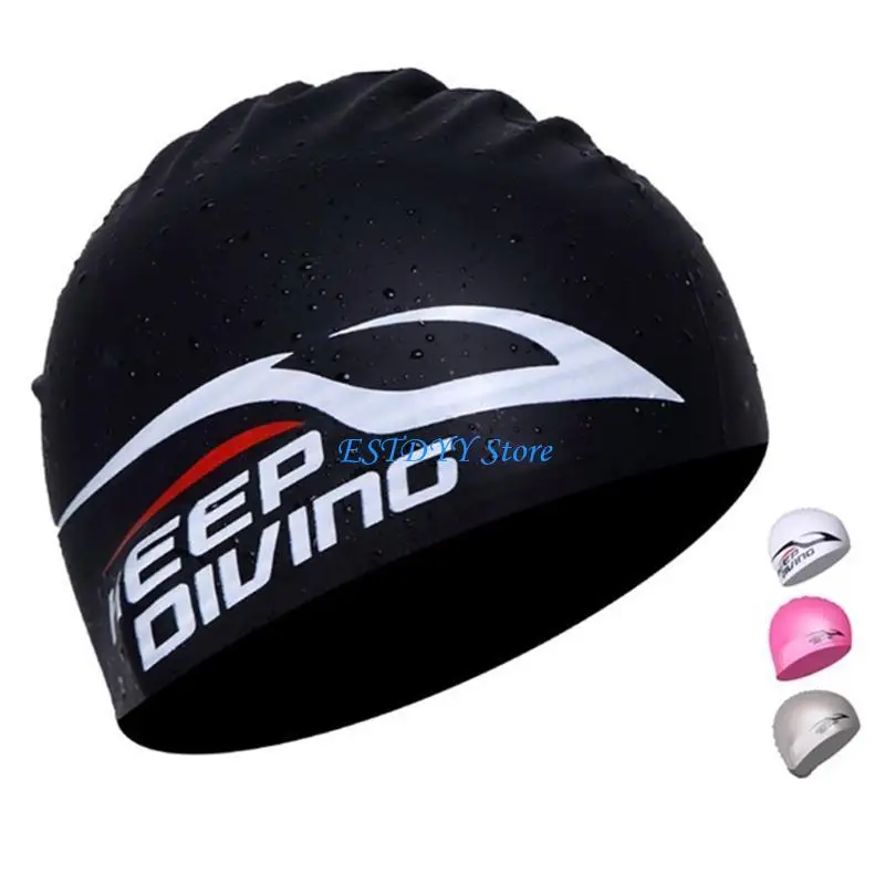 

G6DE High Elastic Silicone Swim Cap for Adults Long or Short Hair, 3D Ergonomic Design Waterproof Swimming Cap Swim Pool Hat