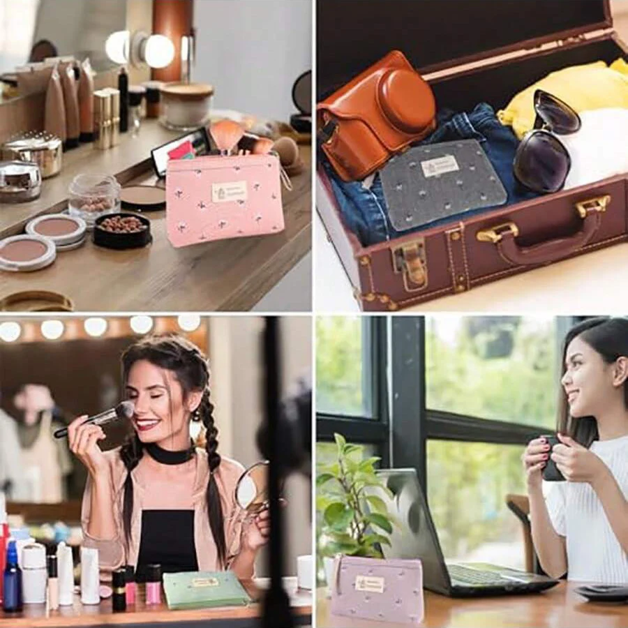 حقيبة مستحضرات تجميل صغيرة، حقيبة مستحضرات تجميل للسفر من القماش، حقيبة مستحضرات تجميل من القماش، محفظة للعملات المعدنية، حقيبة مستحضرات تجميل متعددة الوظائف، حقيبة أدوات الزينة المحمولة للنساء، 17 × 11.5 × 4 سم، متعددة الألوان