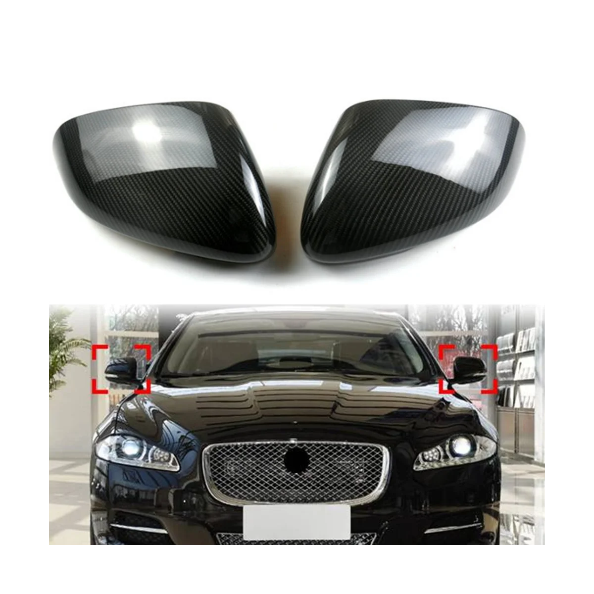 Car Real Carbon Fiber Door Rearview Mirror Cover Trim for Jaguar XE XF XEL XFL XJL I-PACE 2011-2018 Side Mirror Shell