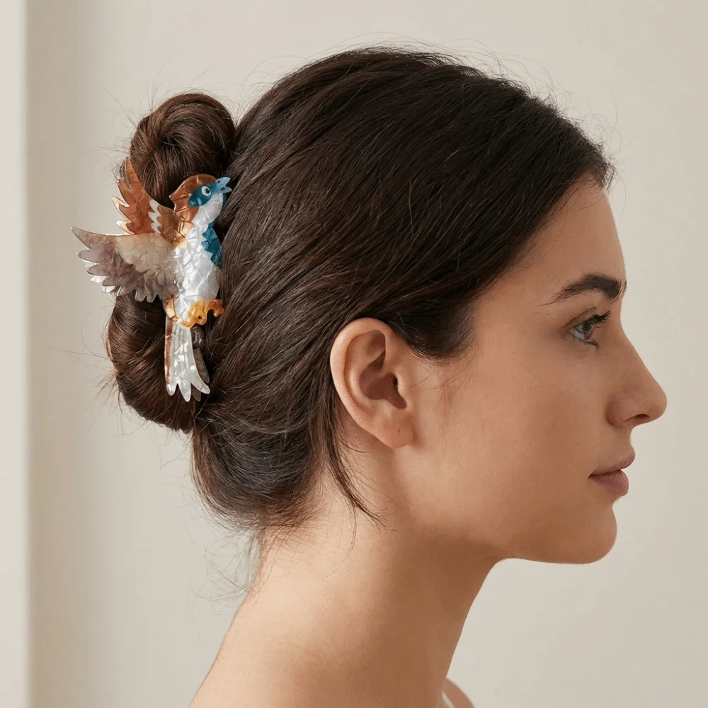 Fashion Parrot Acrylic Hair Claw Korean Style Headwear Bird Hair Clip Lifelike Crab Clip Cartoon Animal Shark Clip Daily