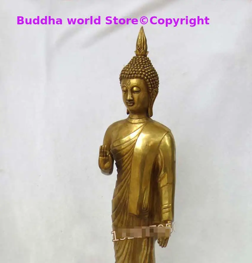 Standing Buddha Southeast Asia Thailand Vietnam temple Shakyamuni COPPER statue safety healthy Effective protection 70CM huge