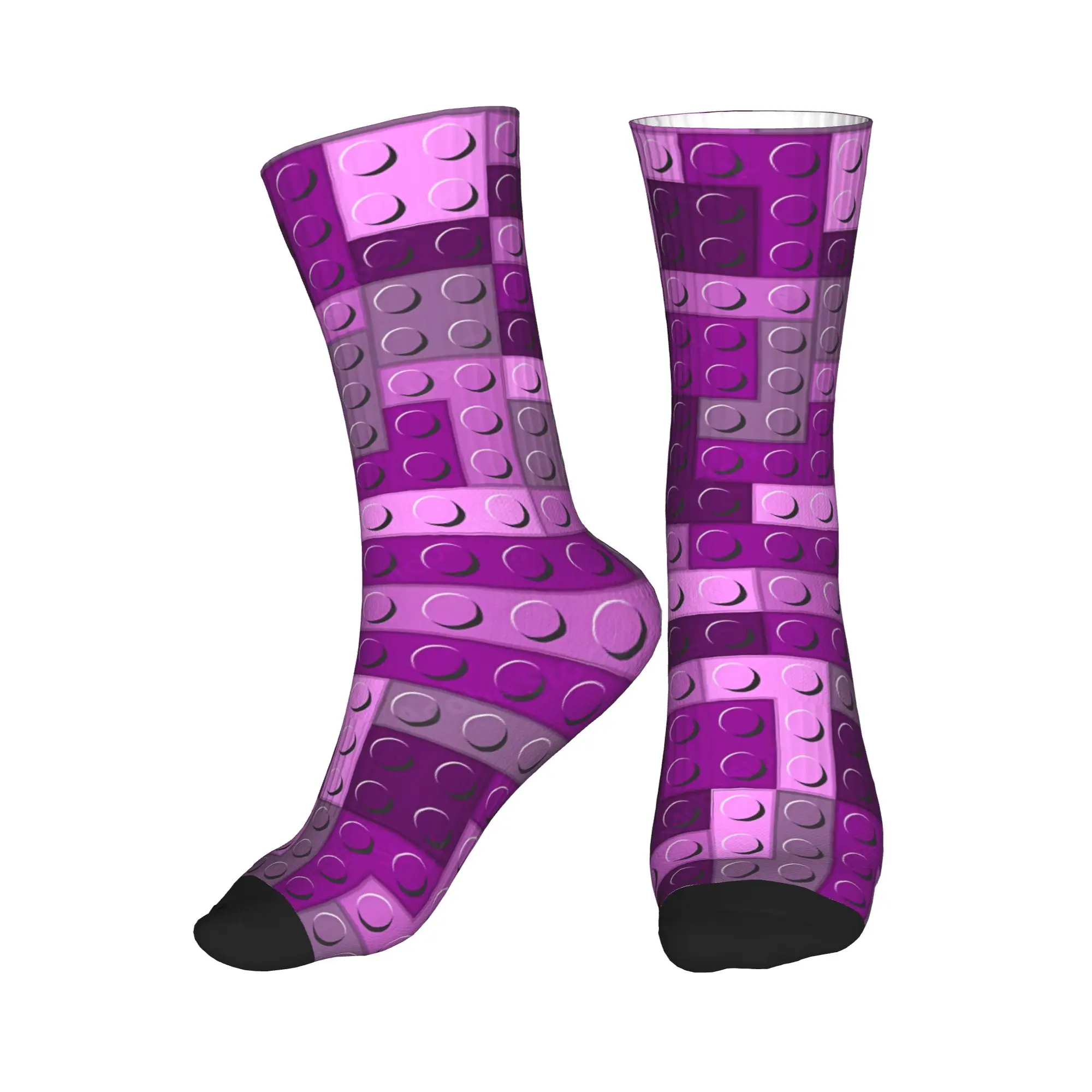 Dark Purple Gradient Building Blocks Pattern Socks Casual Stockings Winter Men Socks High Quality Graphic Running Sports Socks