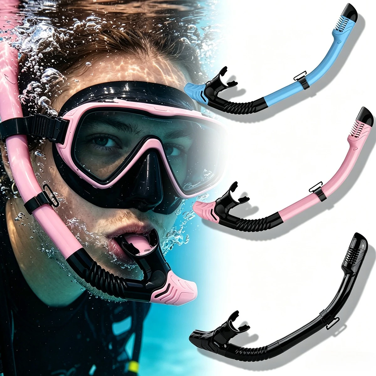 tubo-de-snorkel-seco-1-4-pecas-respiracao-facil-mergulho-protecao-contra-respingos-valvula-superior-equipamento-subaquatico-para-adultos-criancas-e-jovens