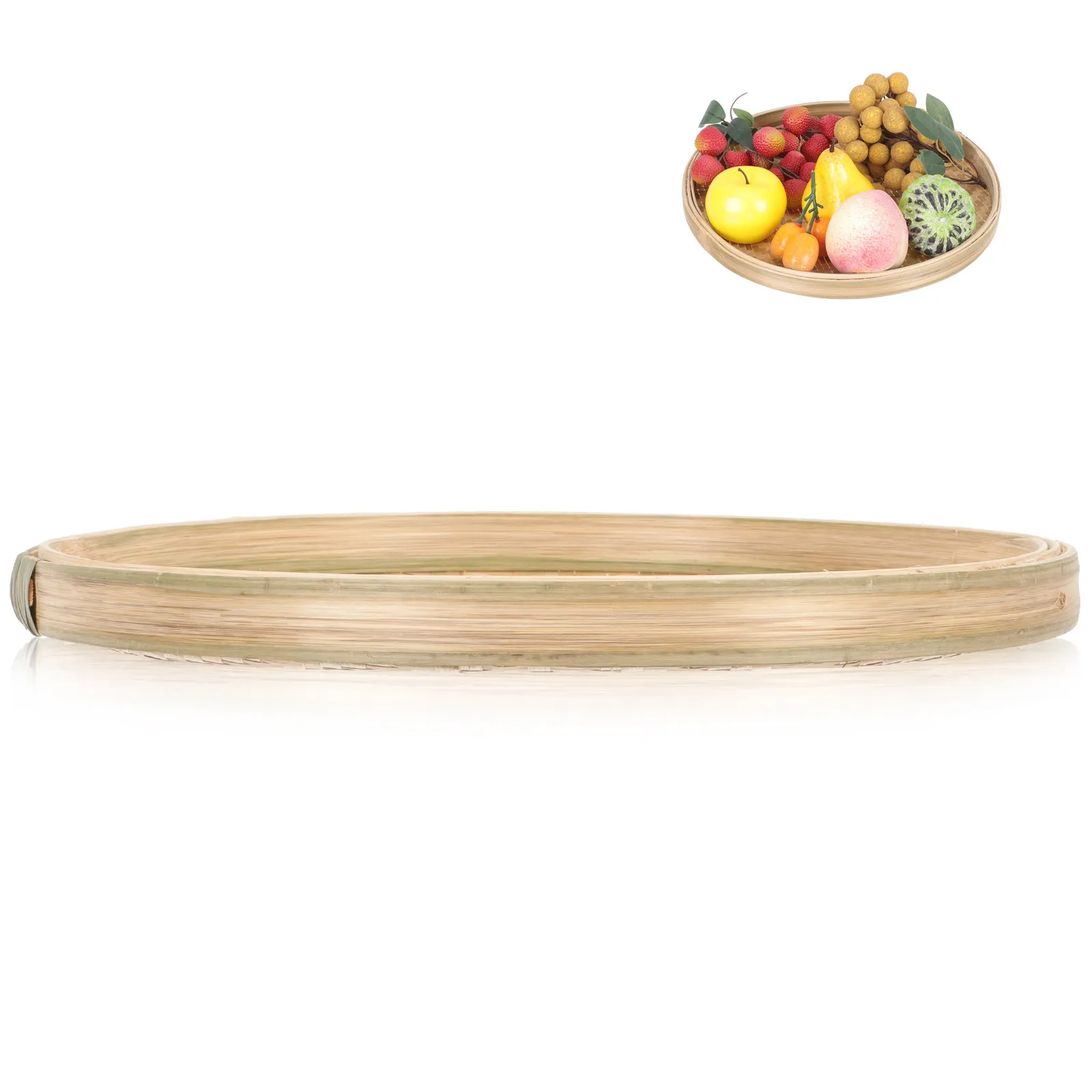 

Премиальная бамбуковая плетеная корзина-поднос круглой формы для сушки, хранения продуктов, закусок, фруктов, организации кухонной кладовой, декоративное блюдо для сервировки