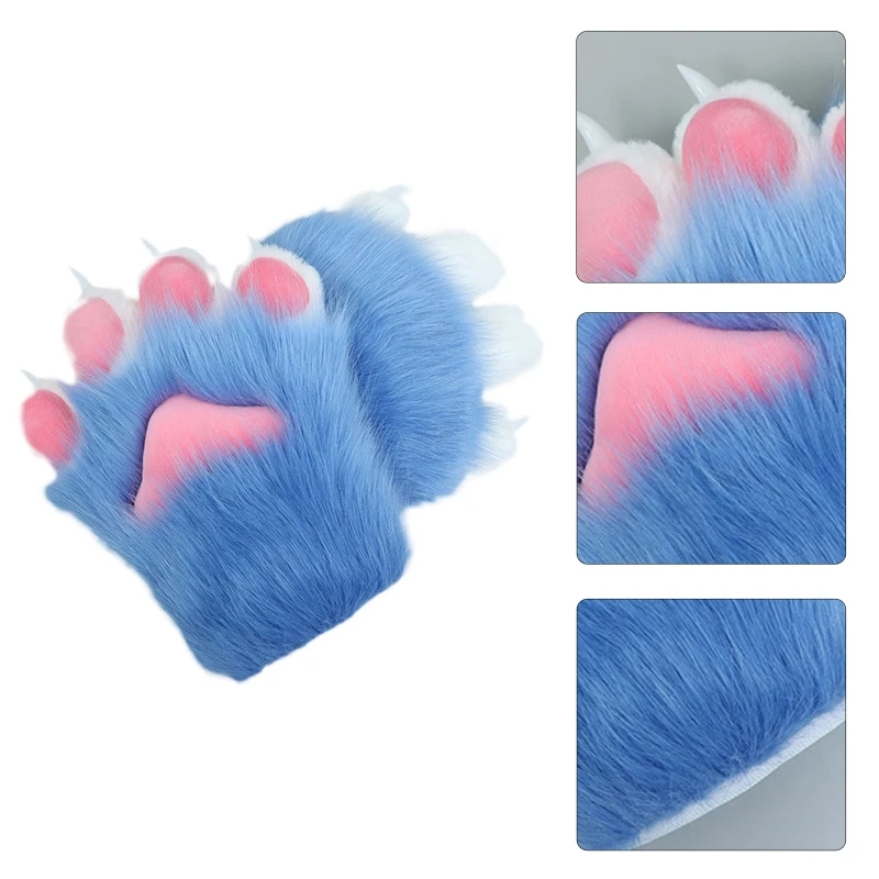 2 PCS Plush Cartoon Nails Claws Gloves Cosplay for Cat Paw Mittens for Cosplay P