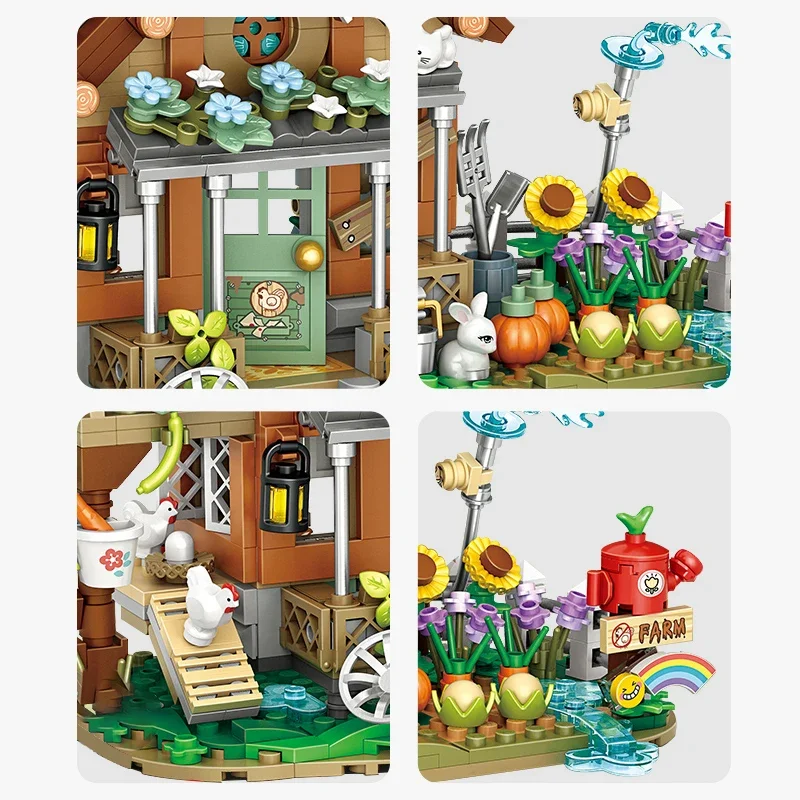 Funny 899pcs Mini City Friend Farm House Building Blocks Windmill Architecture Bricks Figure Educational Toys for Children Gifts