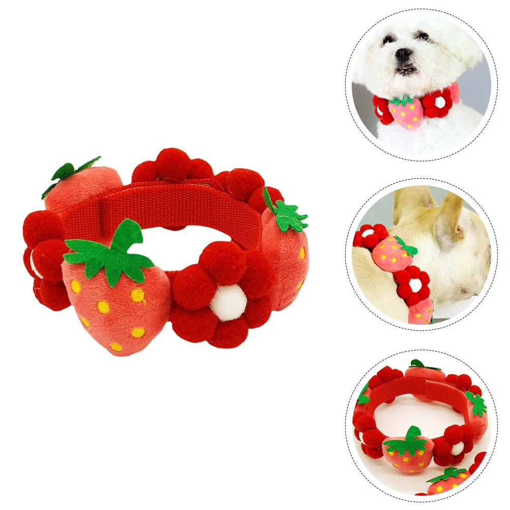 

Strawberry Flower Pet Collar Adjustable Cotton Cat Dog Neck Belt For Kitten Puppy Decorative Party Wedding Photo Accessory